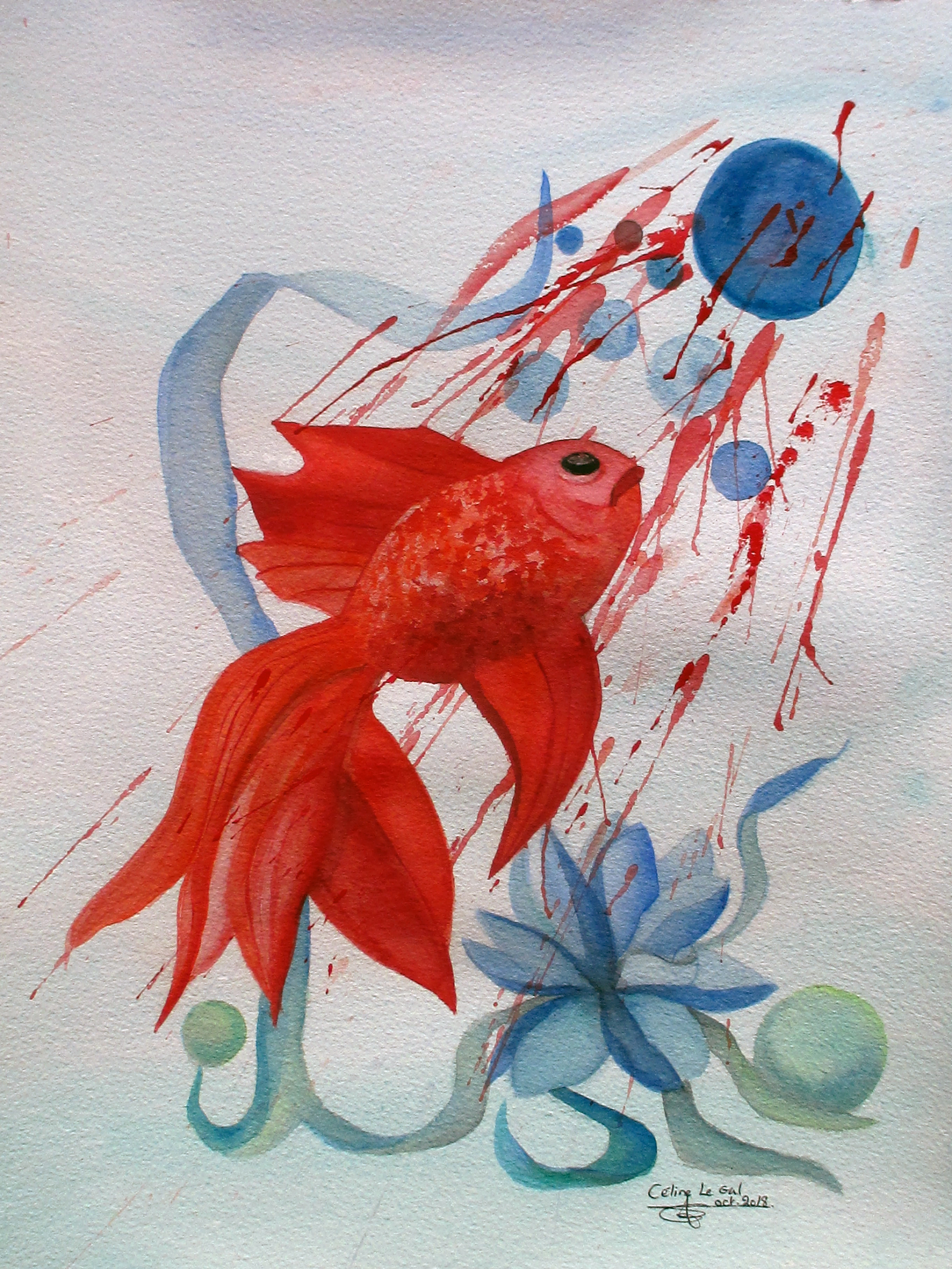 Le poisson rouge aquarellecglgoct2018