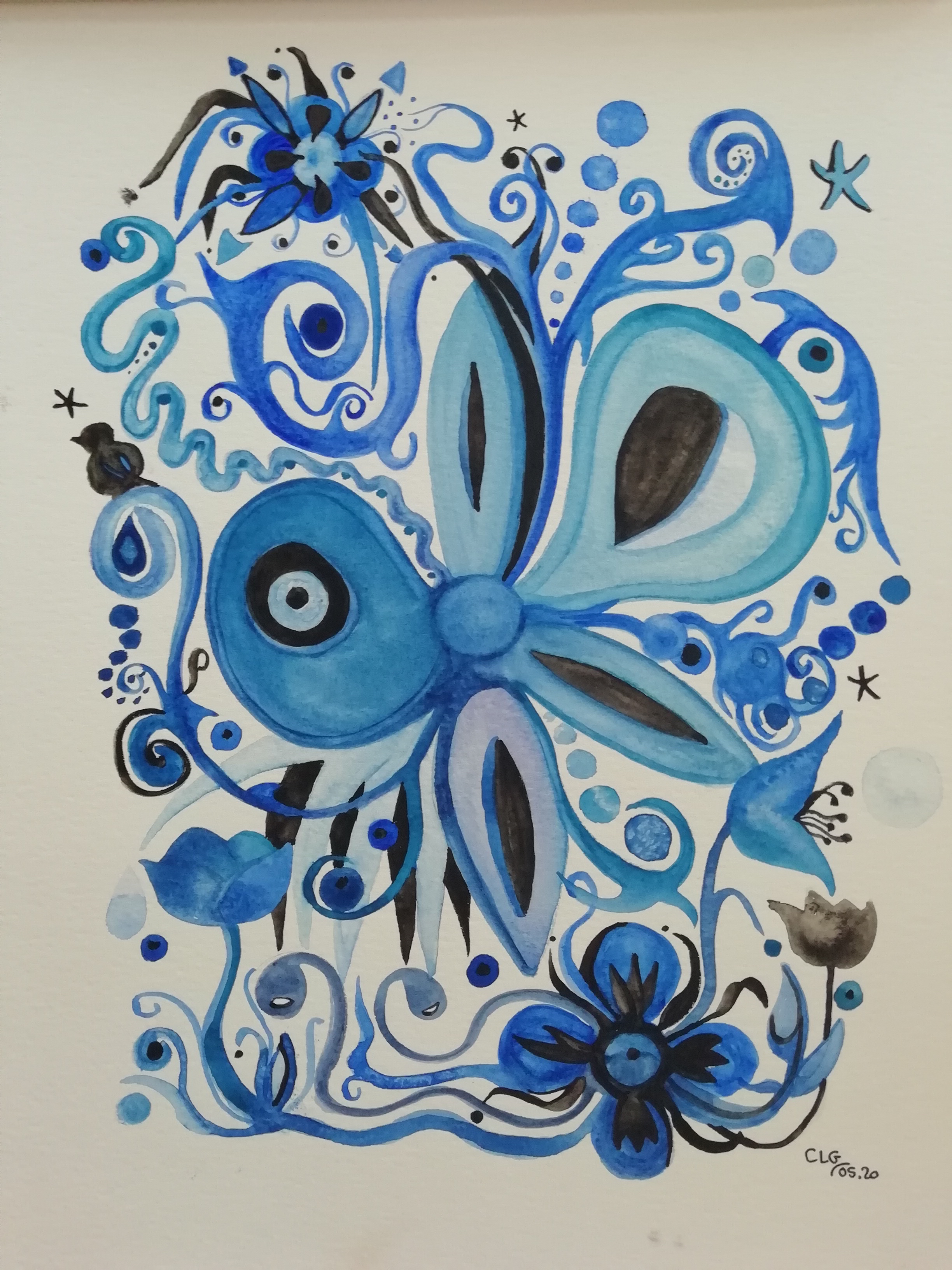 Fleurs bleues aquarellecelinelegal mai2020