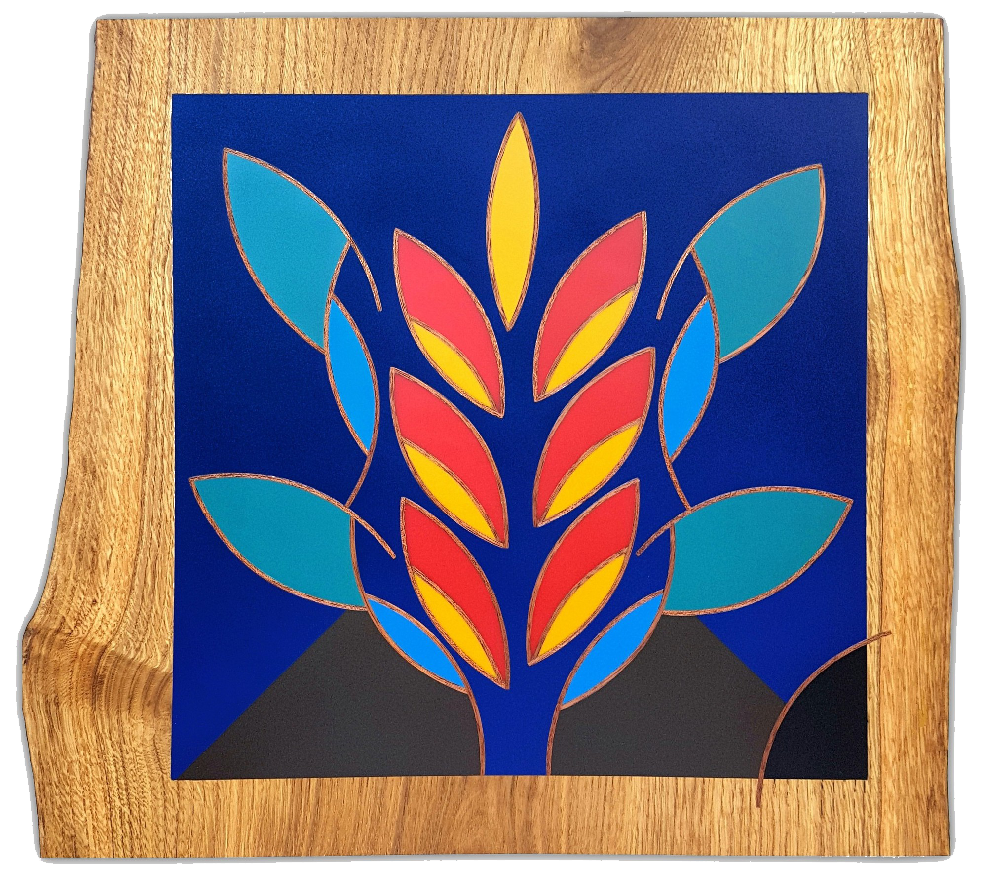 Vita : arbre stylisé en cloisonnage bois-résine. Une œuvre emblématique de l'univers Selestica par David Vereecken.

