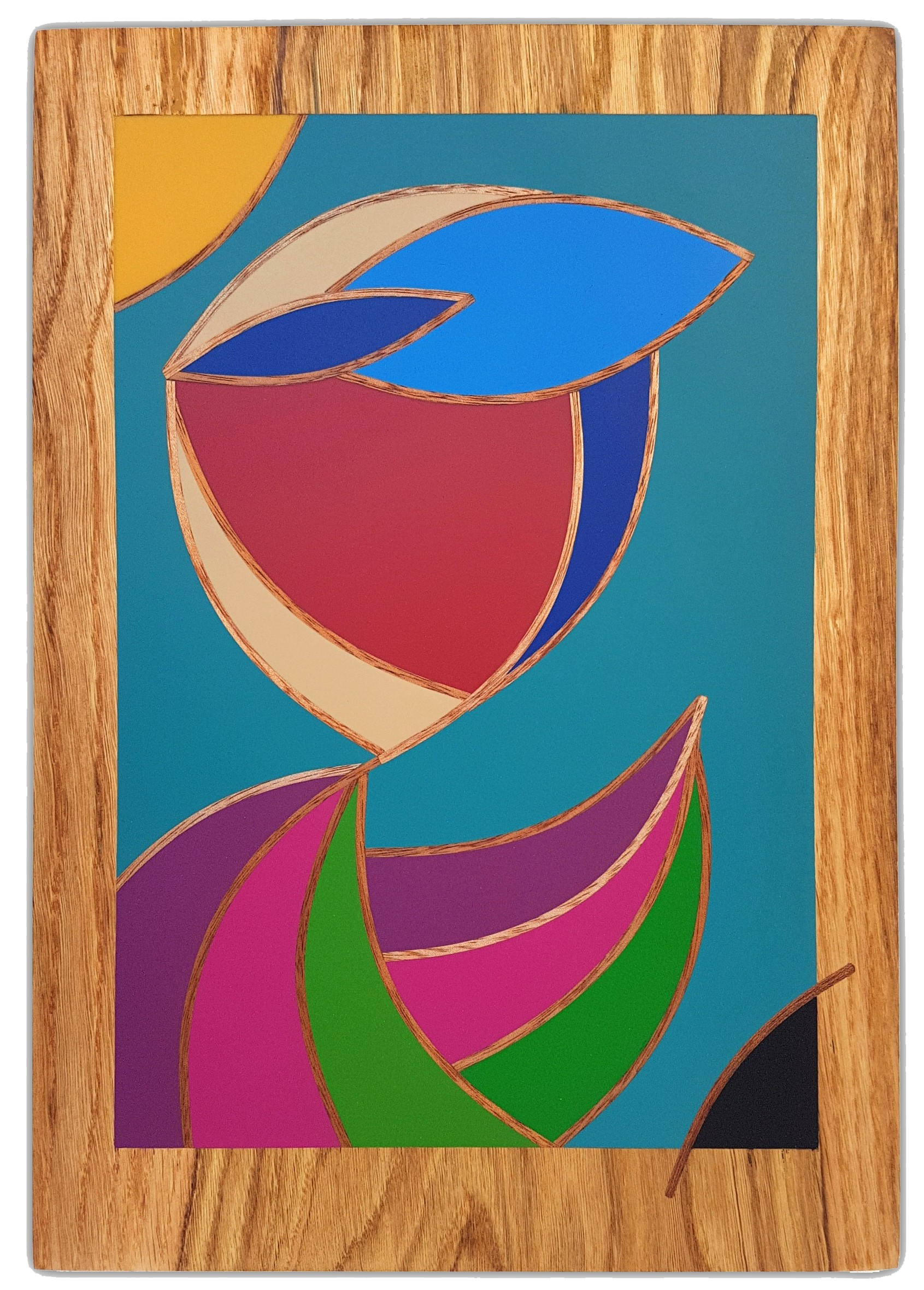 Solaris par David Vereecken : cloisonnage Selestica représentant un personnage rayonnant devant un soleil.

