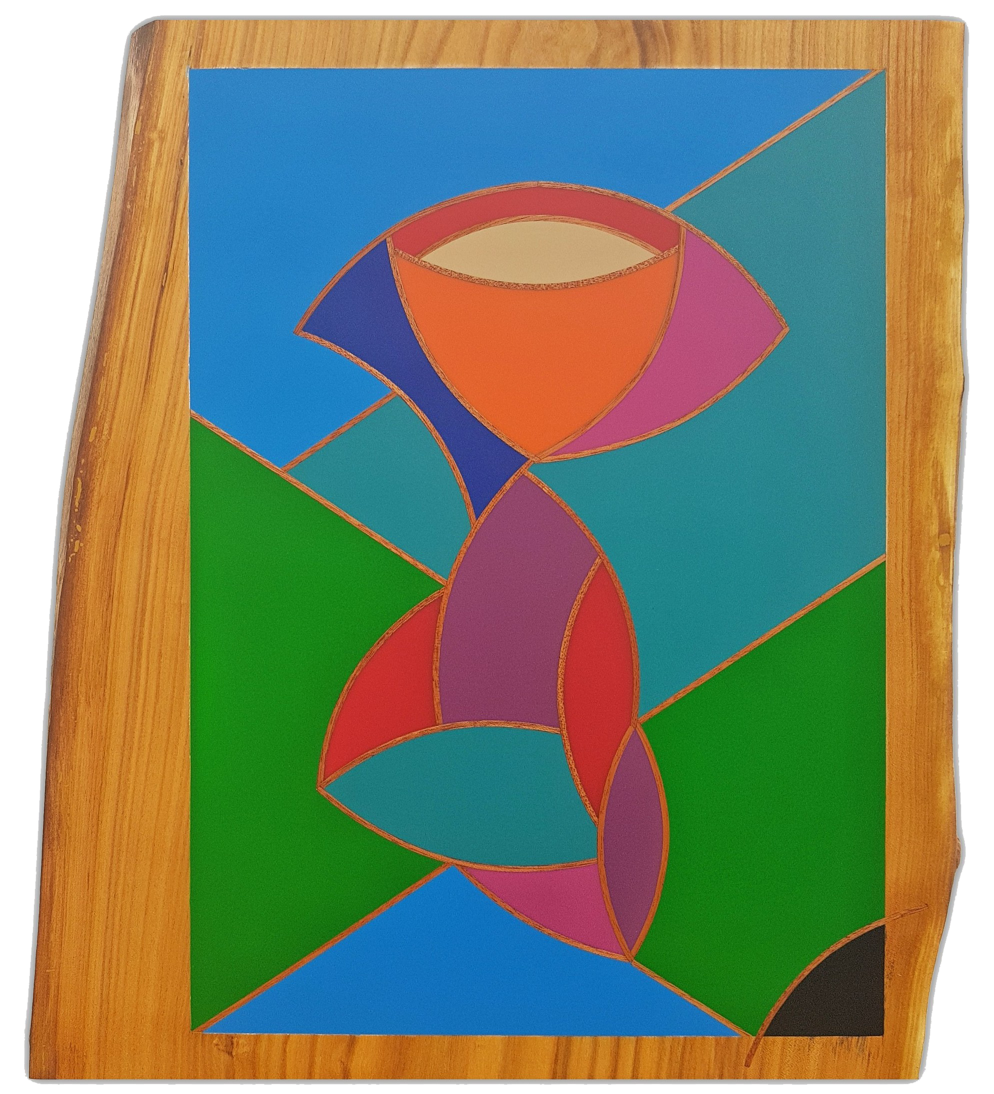 Levita par David Vereecken : personnage en lévitation au sein d'un design géométrique équilibré Selestica.

