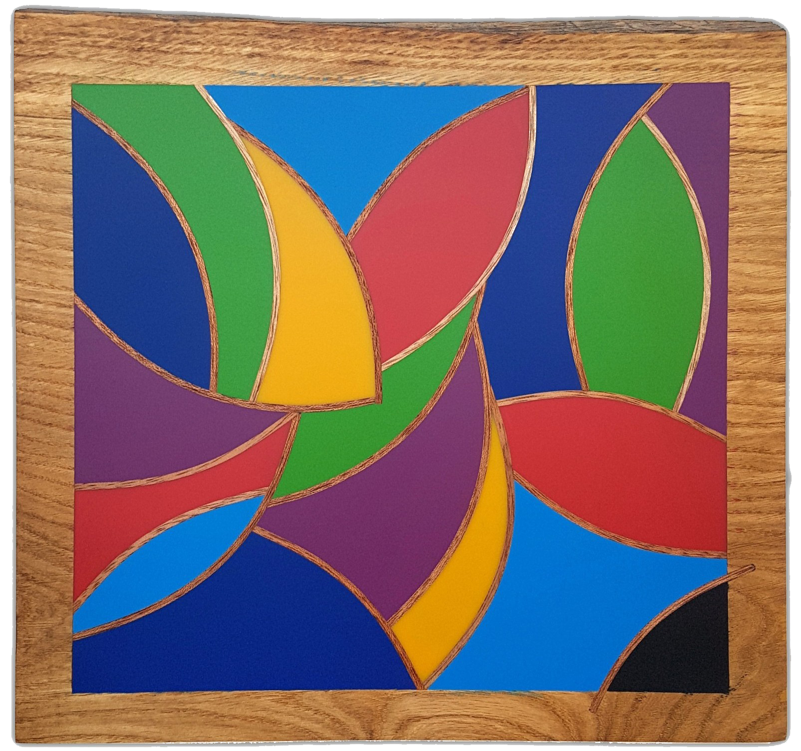 Complexitas par David Vereecken : cloisonné Selestica en résine avec motifs géométriques colorés imbriqués.

