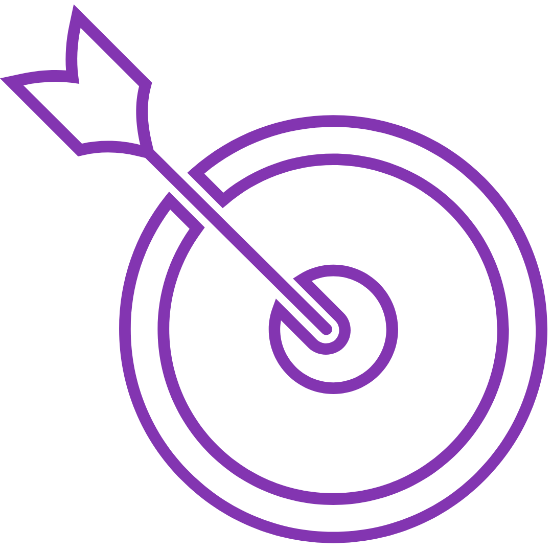 Illustration d'une cible avec une flèche pointant vers le centre, encadrant les explications de l'efficacité des outils et méthodes