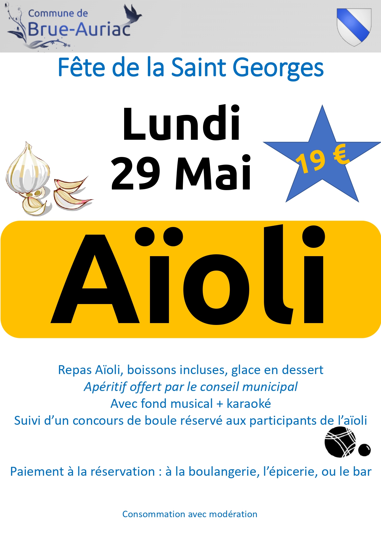 demain fin des réservations pour l'aïoli de la saint Georges !