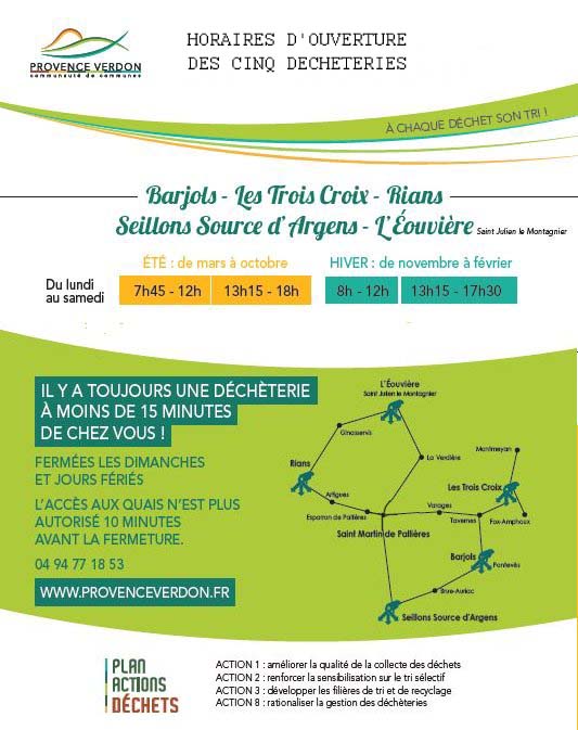 Horaires d'été des déchèteries