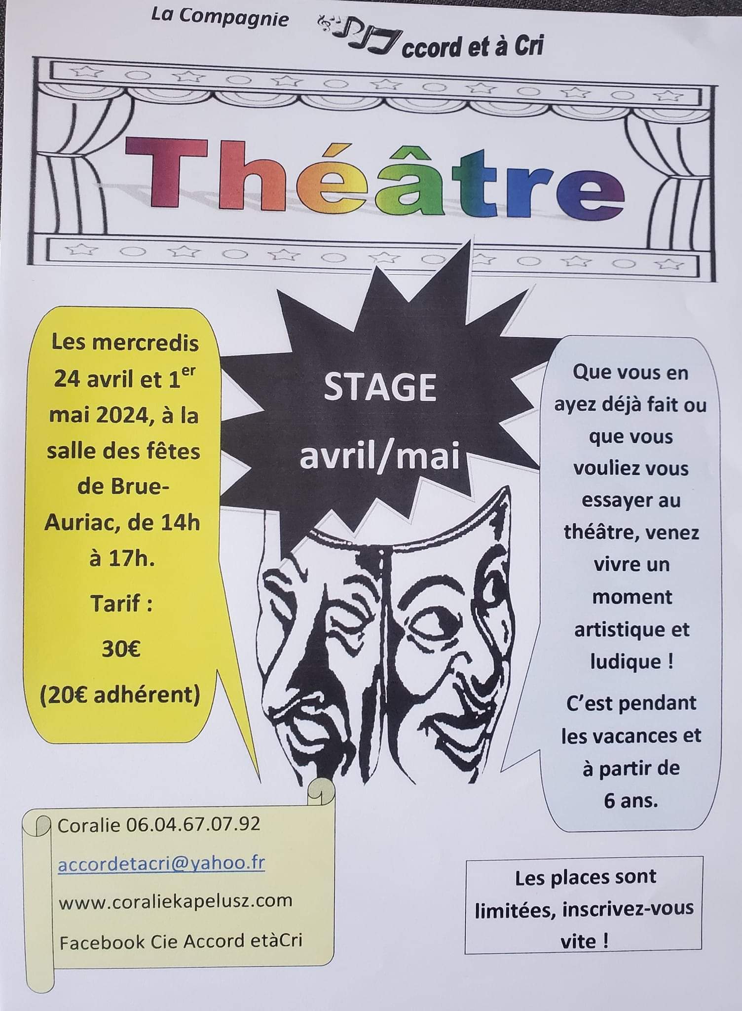 Stages de théâtre avril & mai