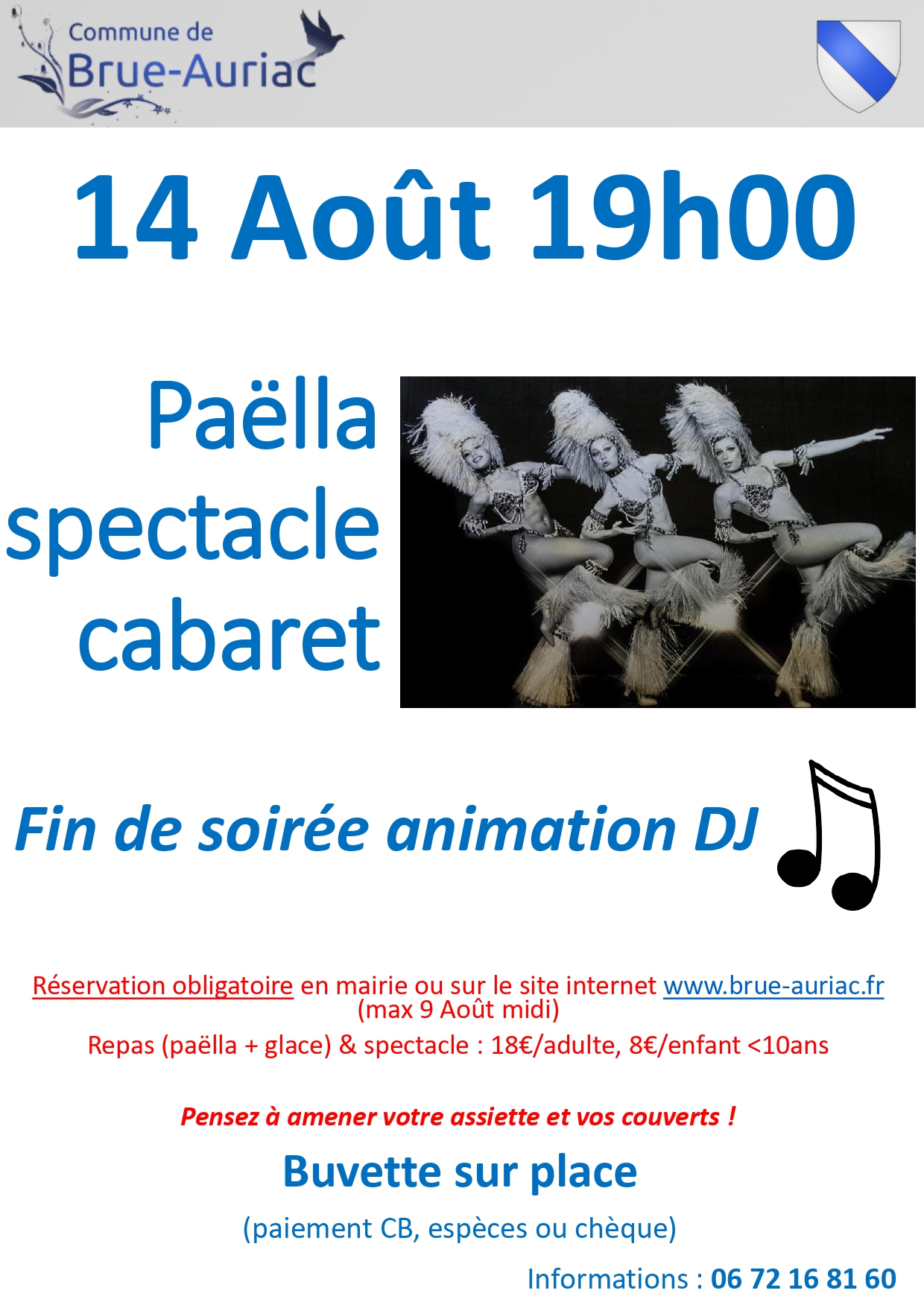 14 Août : paëlla avec spectacle cabaret