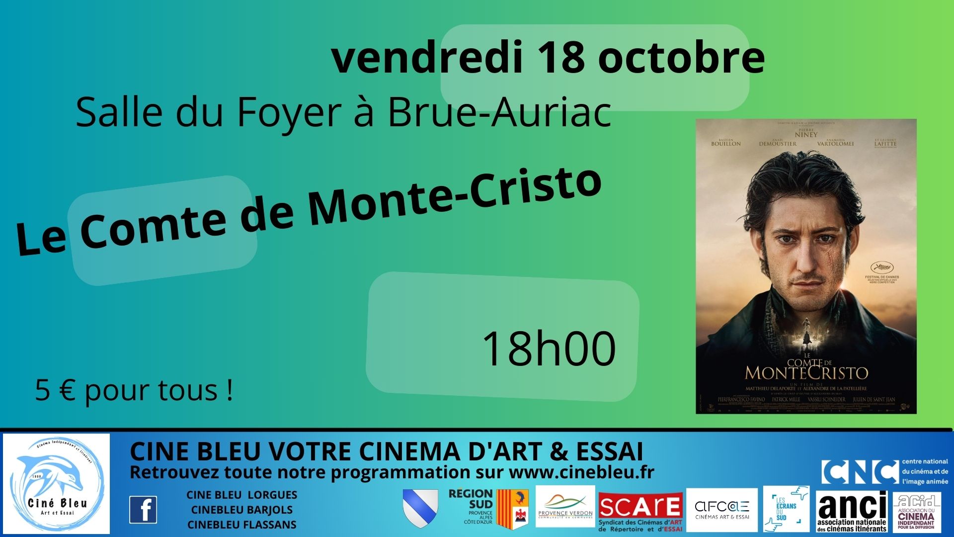 Cinéma à Brue-Auriac - Le comte de Monte-Cristo