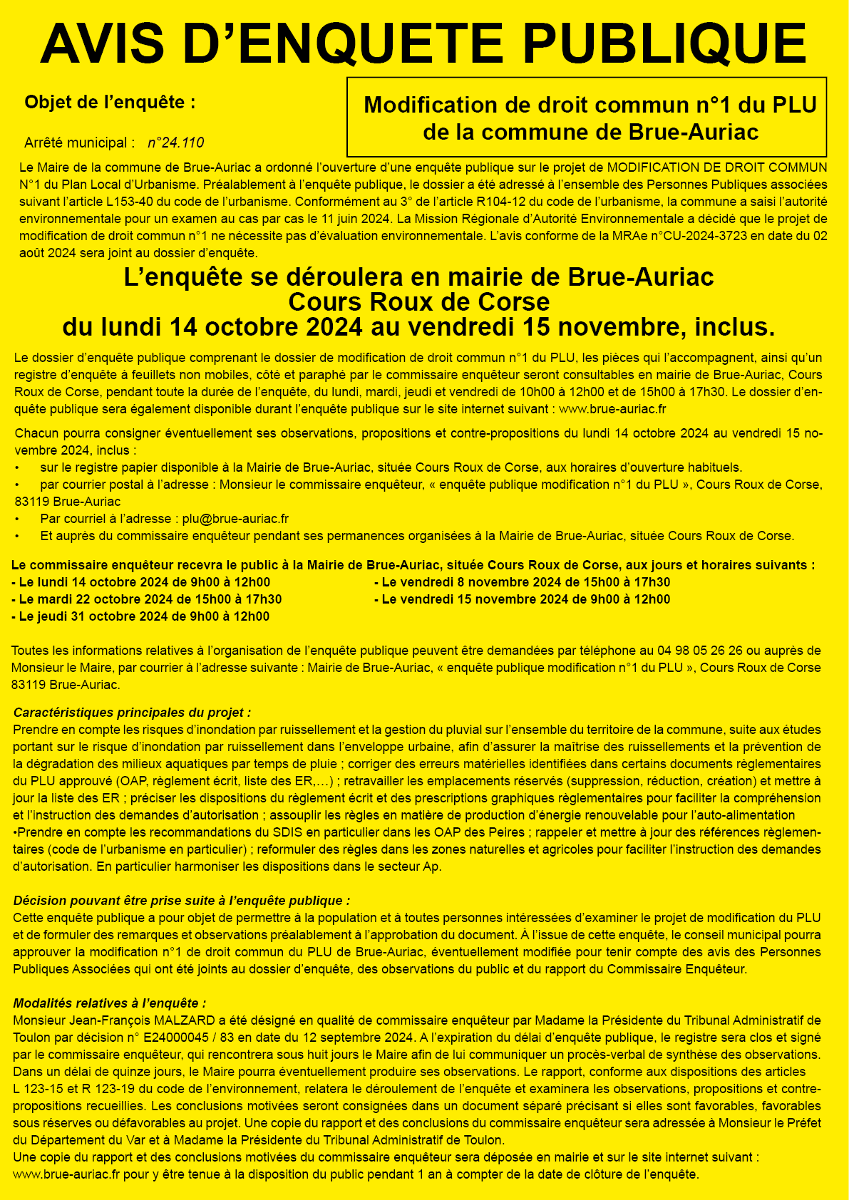 Avis d'Enquête Publique