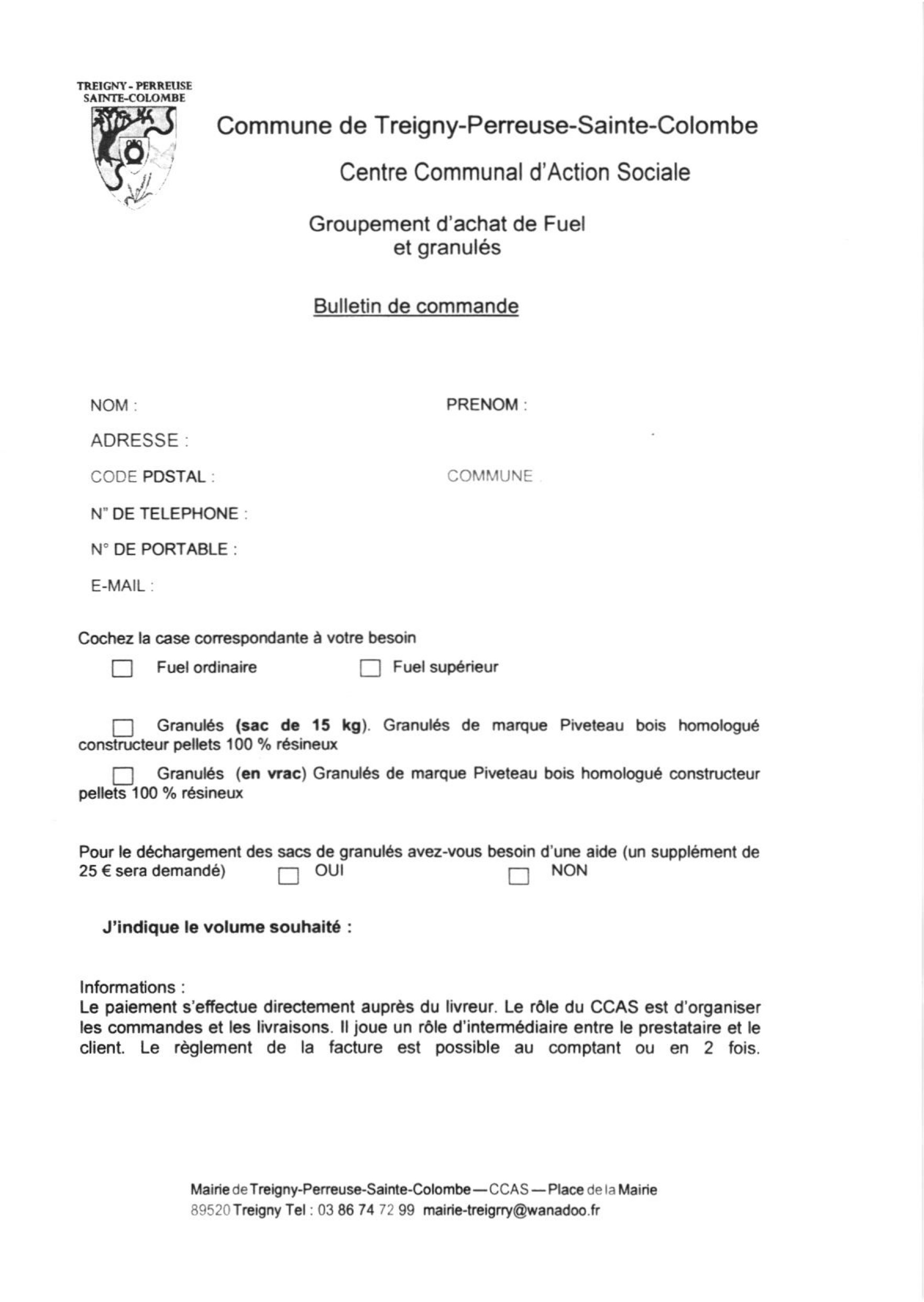Commande groupée fuel et granulés de janvier 2025
