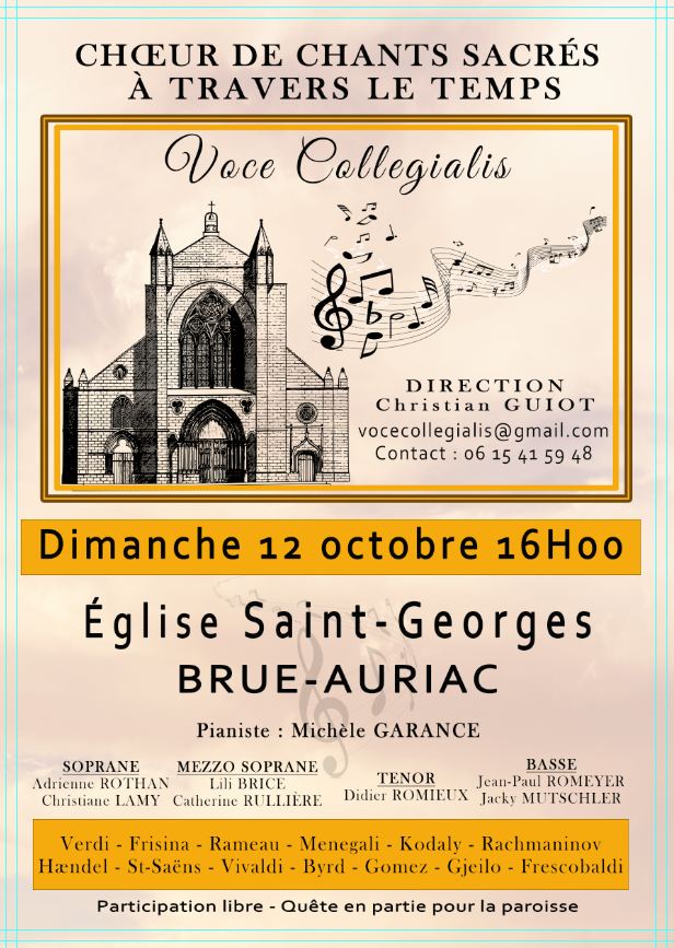 Concert à l'église le 12 octobre 16h00