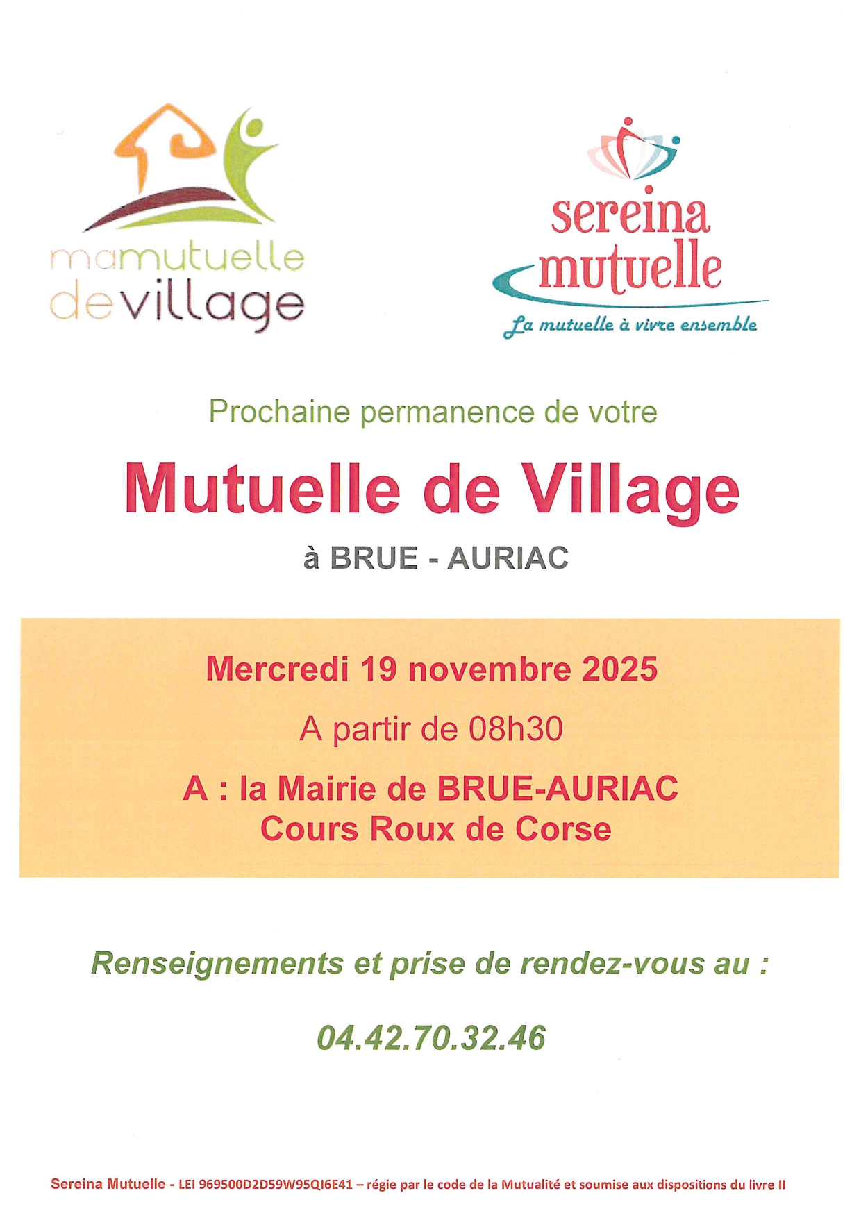 permanence mutuelle de village 19nov 8h30