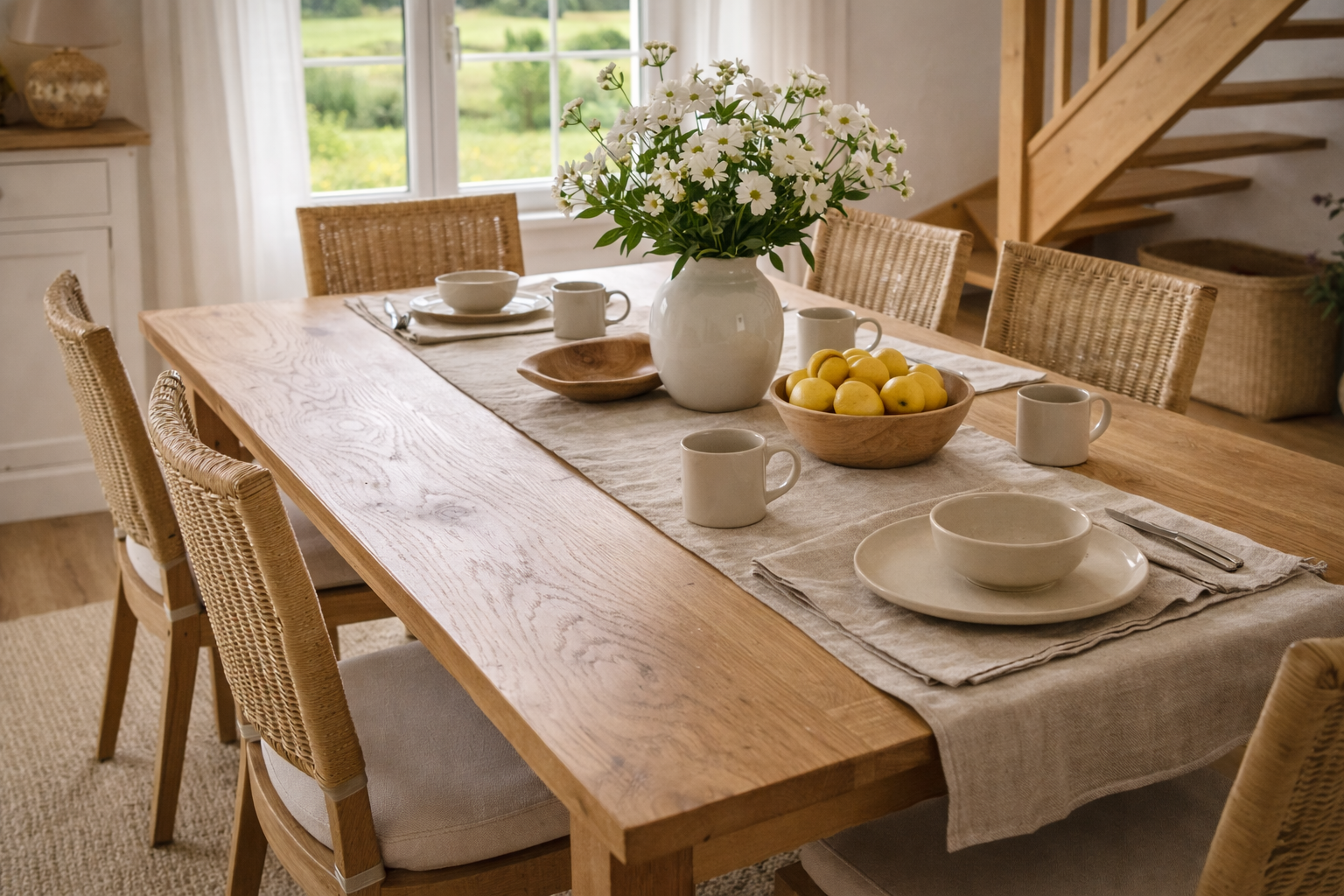 Maison ancienne vendee detail table repas bois decoration naturelle altis habitat