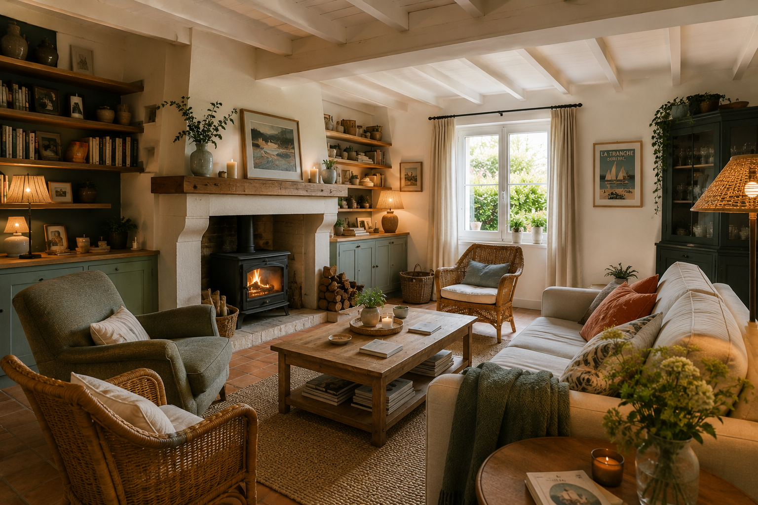 Salon chaleureux maison familiale vendee