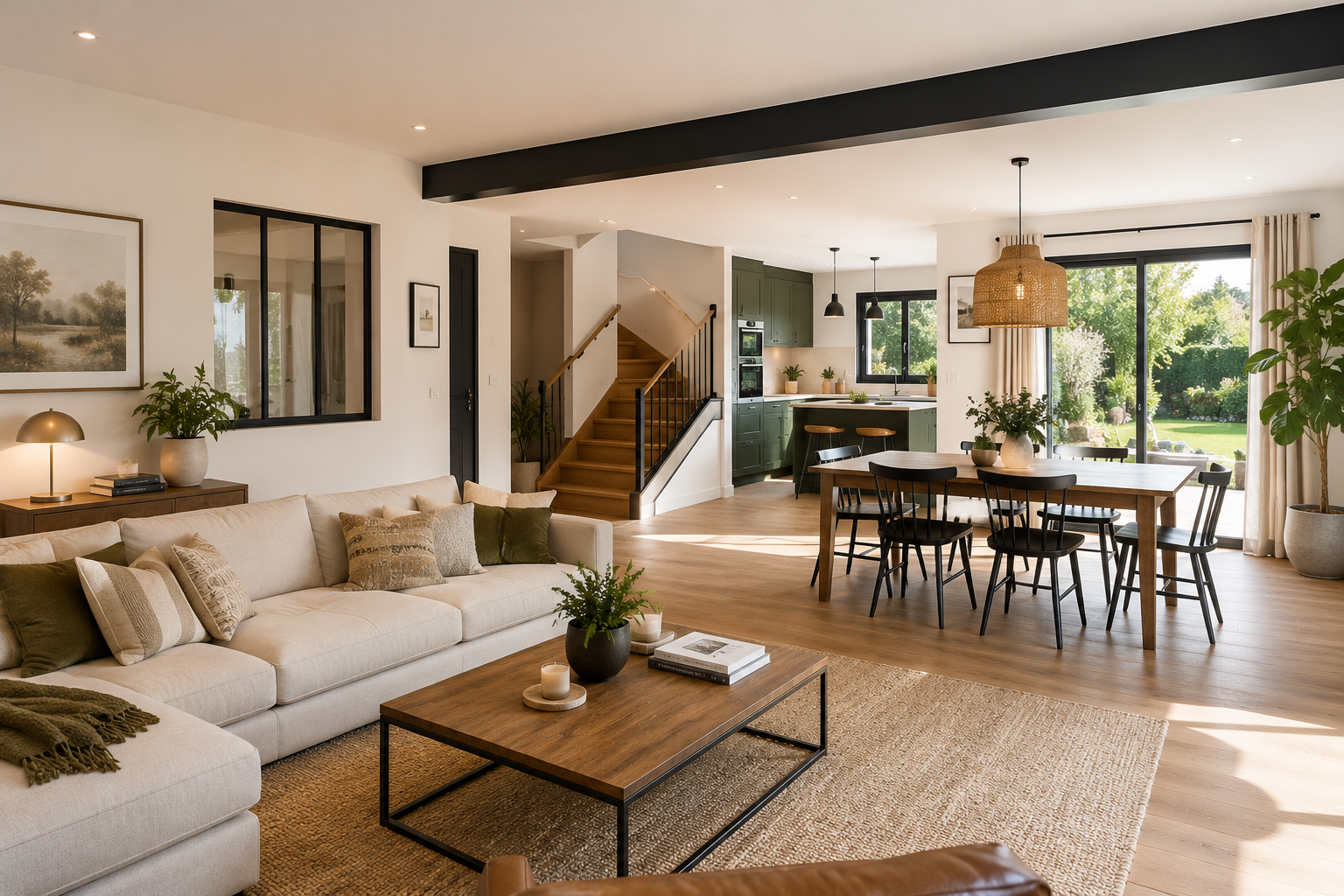Piece de vie maison annees 80 renovee