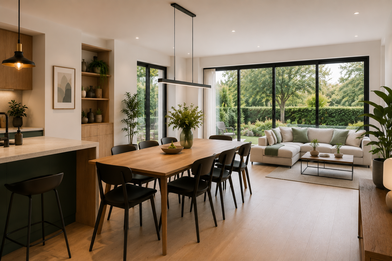 Salon ouvert continuite espace vie contemporain
