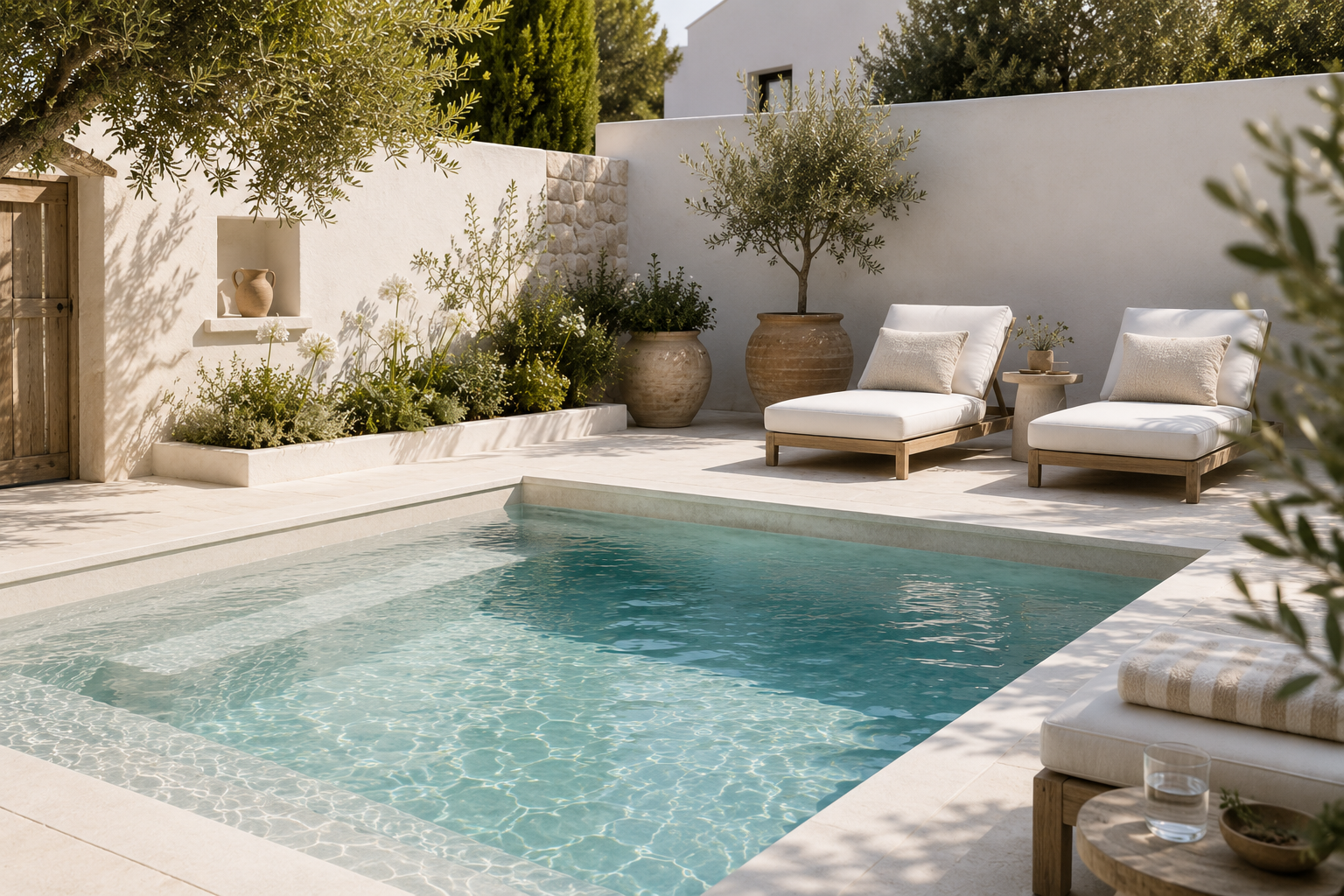 Plunge pool exterieur blanc premium