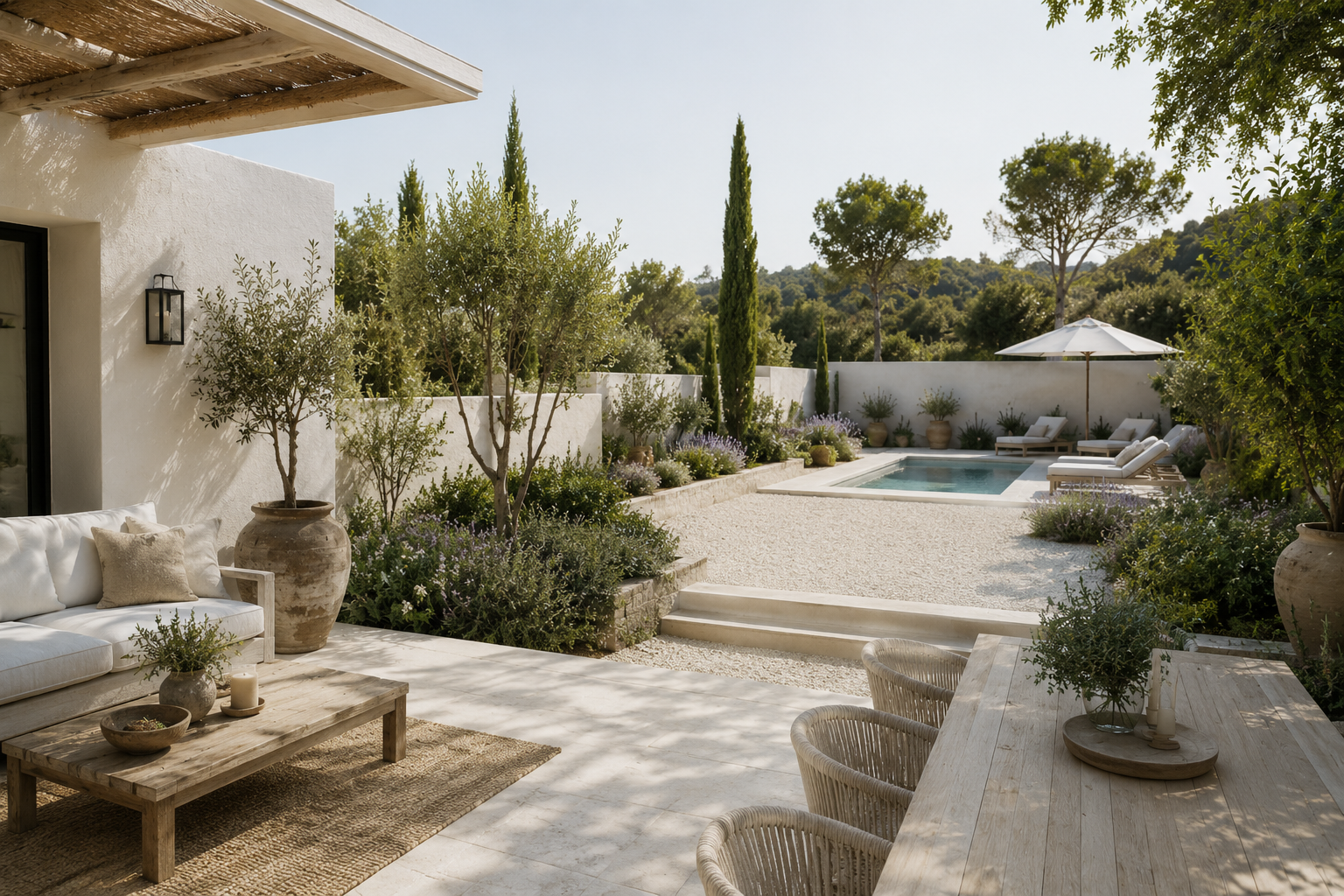 Petite piscine exterieure espace detente