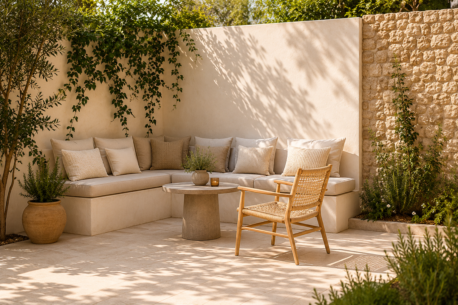 Terrasse exterieure mediterraneenne petite piscine altis habitat