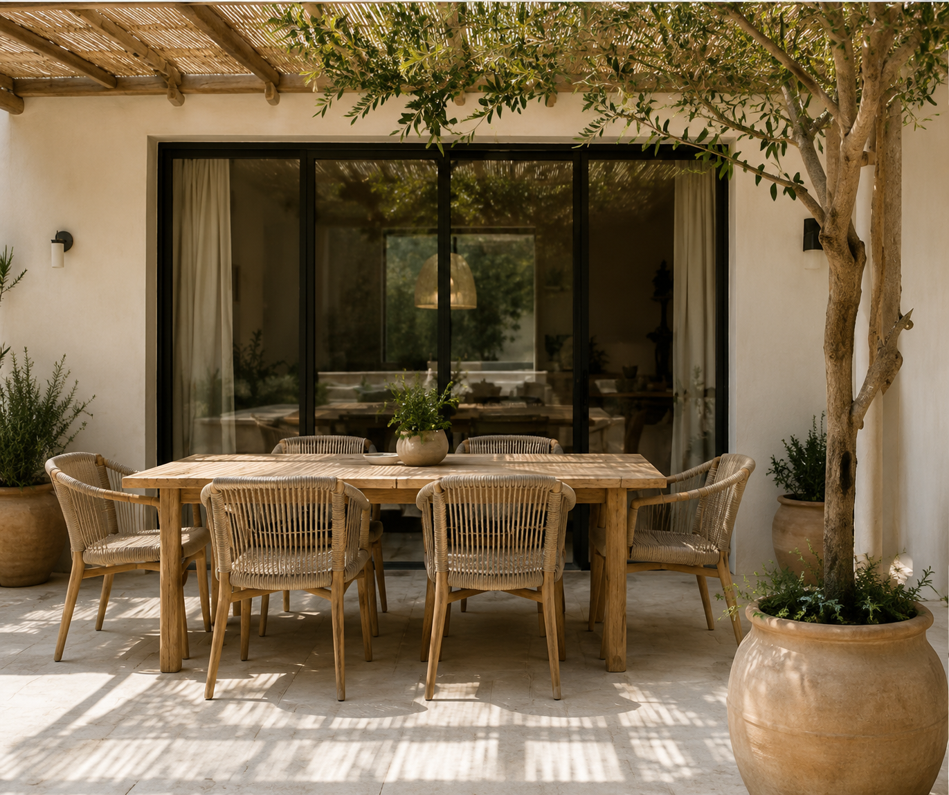 Terrasse bois pergola olivier