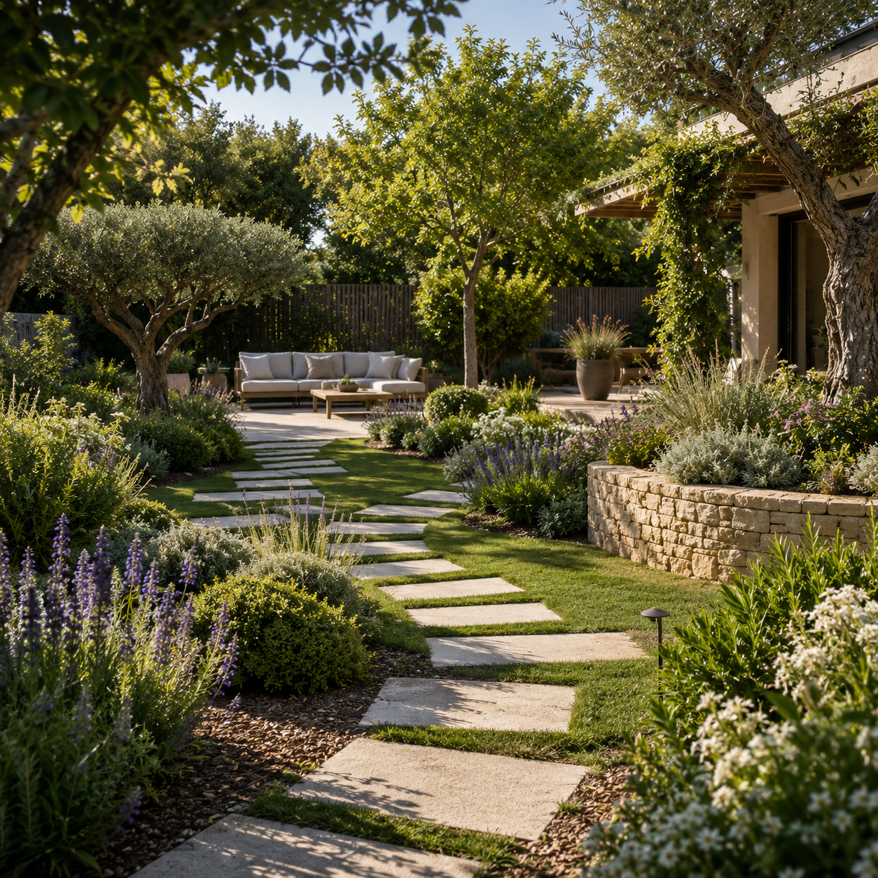 Jardin paysager circulation exterieure