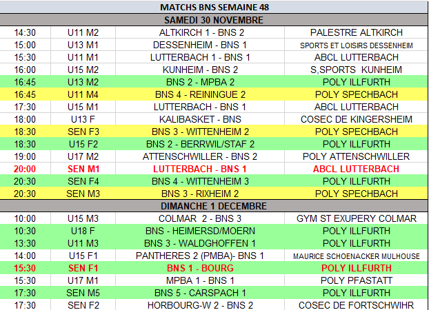 Match semaine 48