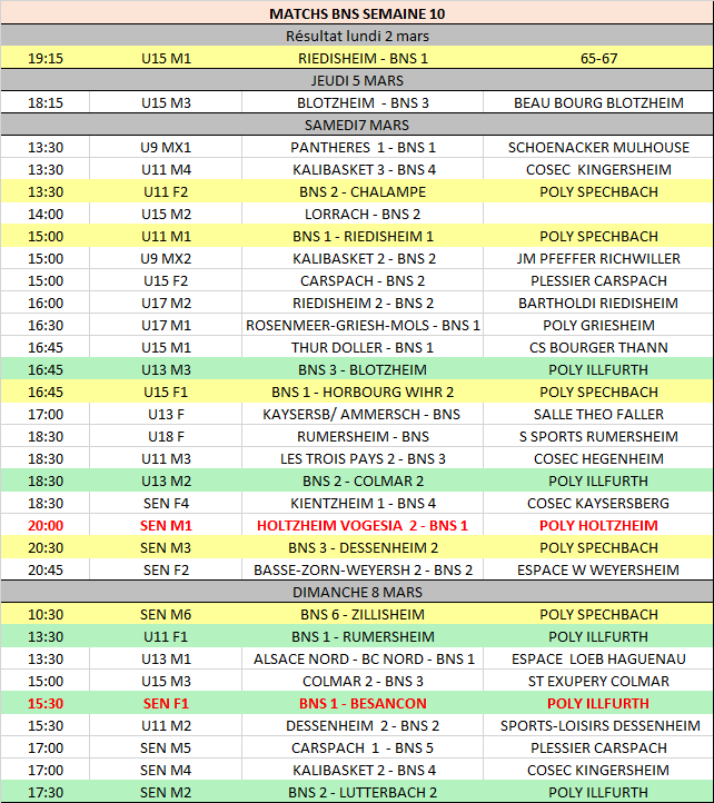 MATCH SEMAINE 10