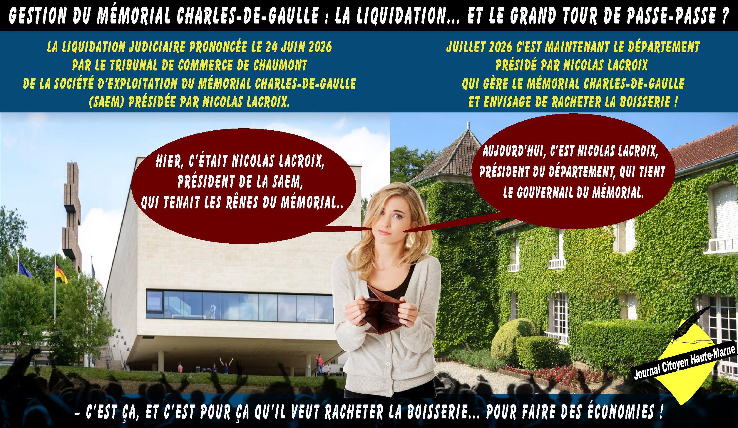 Mémorial Charles‑de‑Gaulle : liquidation judiciaire, silence médiatique et continuité