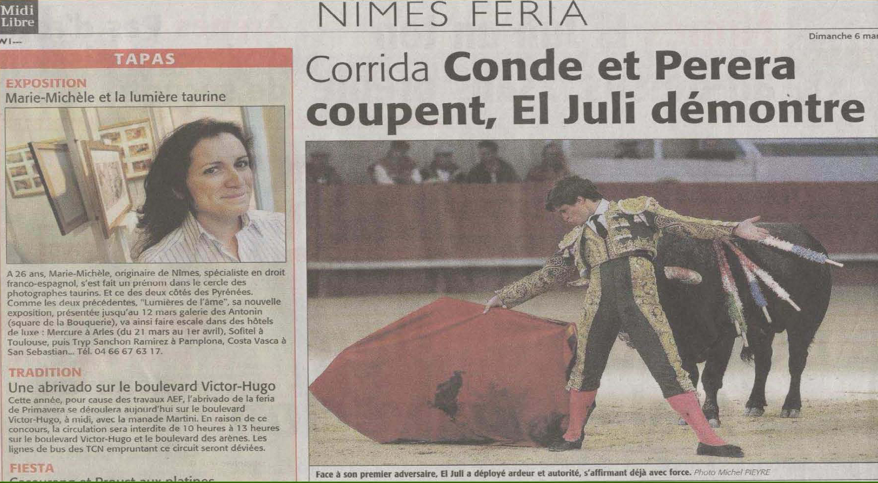 21 midi libre marie michele et la lumiere taurine 6 mars 2005