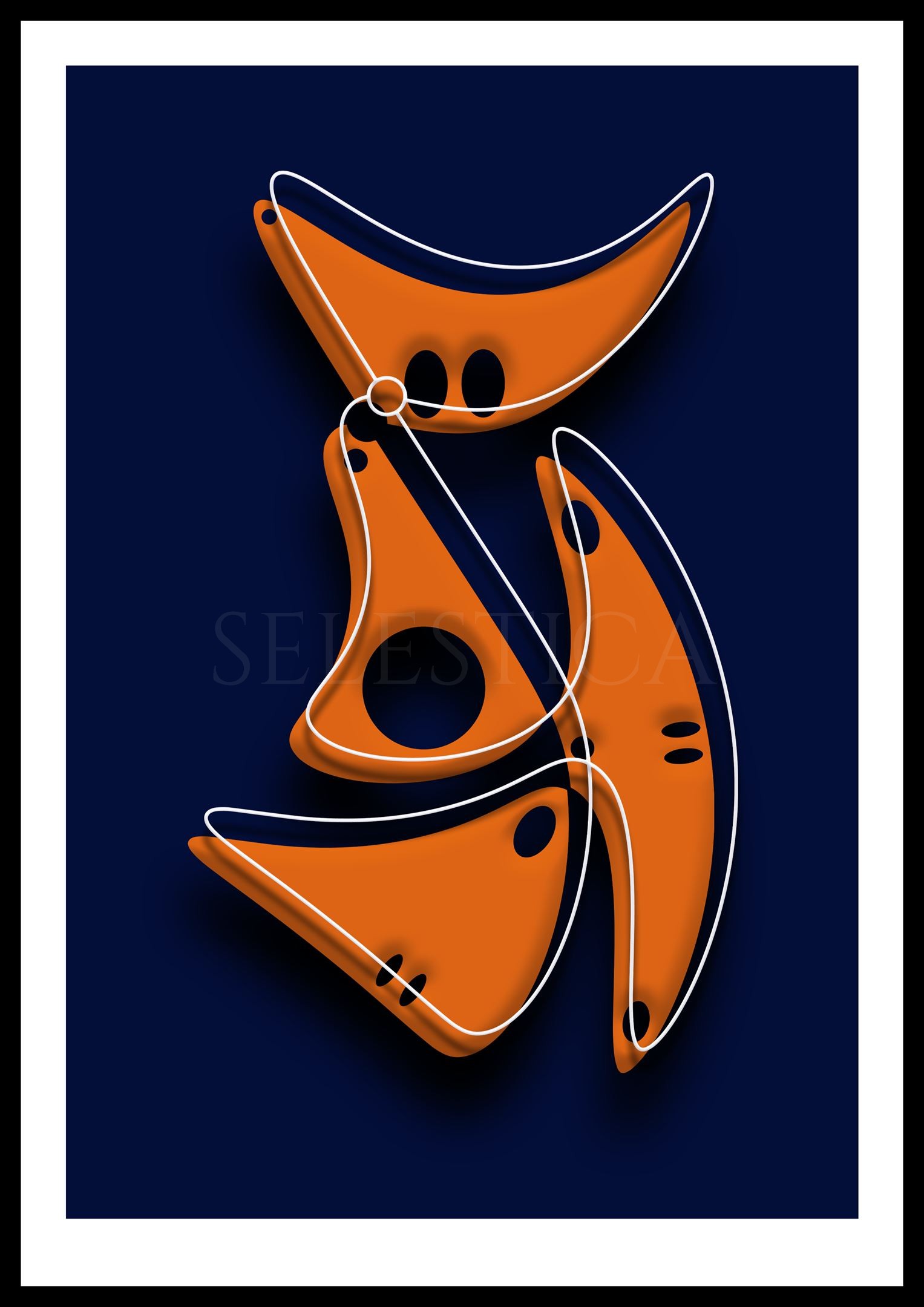 Artling Liyam : créature numérique imaginaire aux lignes fluides. Art digital Selestica signé David Vereecken.
