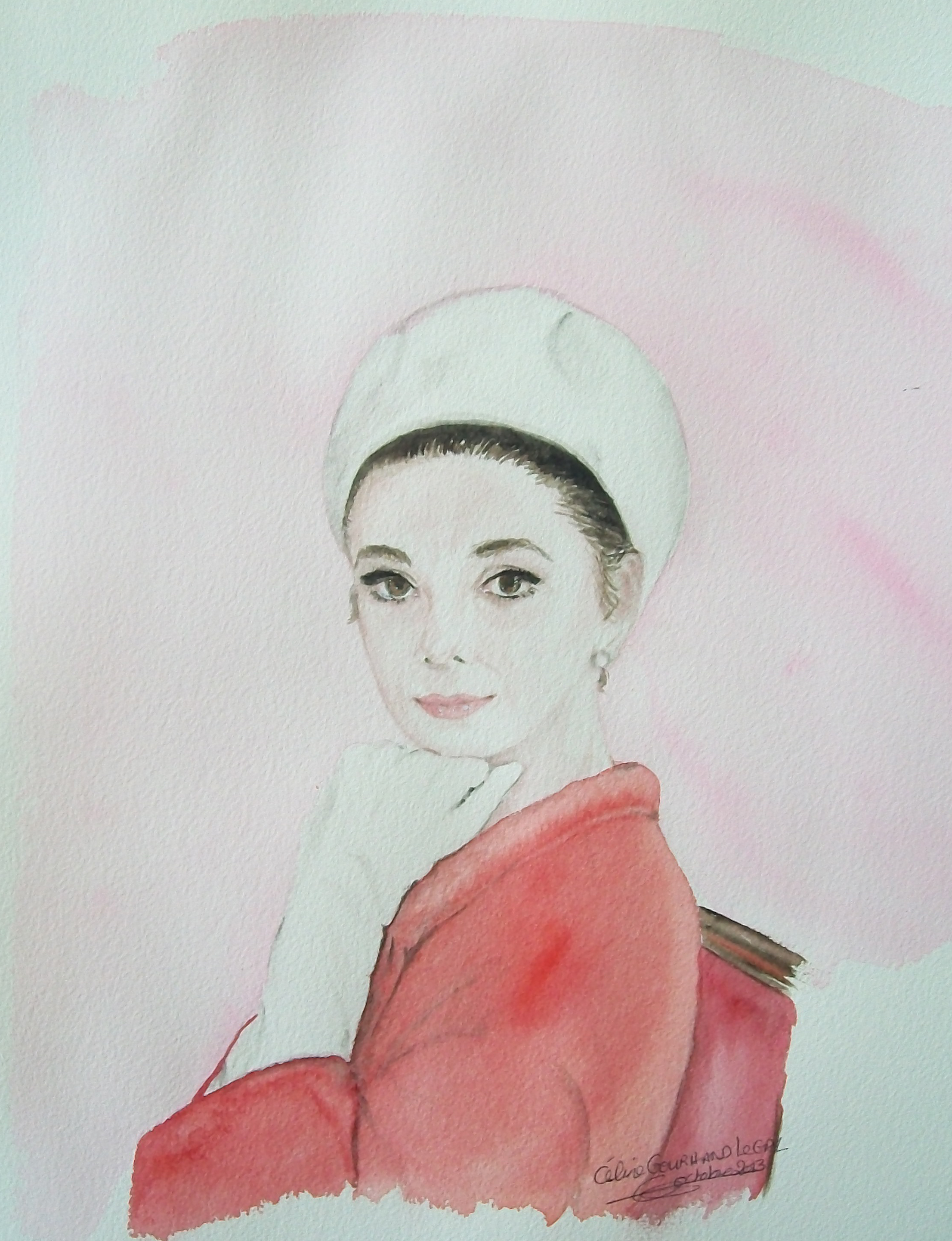 180 audrey hepburn manteau rouge