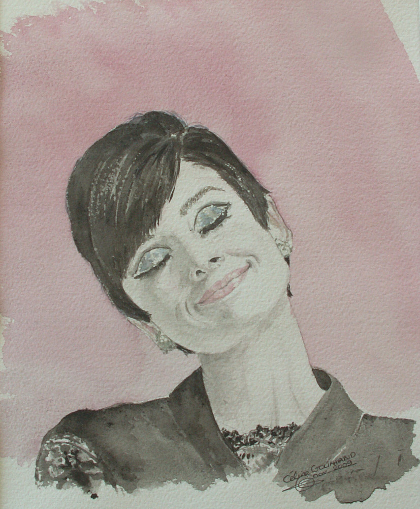 058 audrey hepburn sourire fond rose