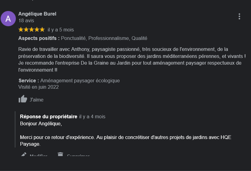 Avis clients de la graine au jardin paysagiste montpellier 34 4 