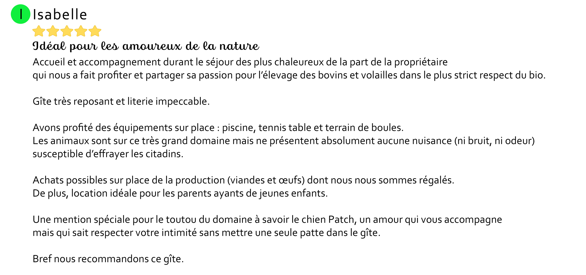 Avis isabelle