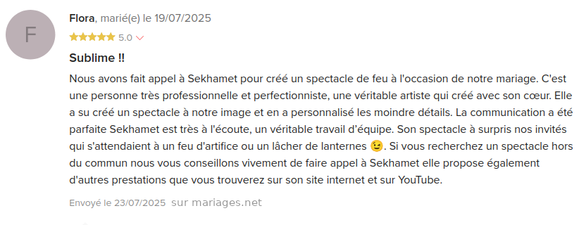 Avis mariages net flora gwen