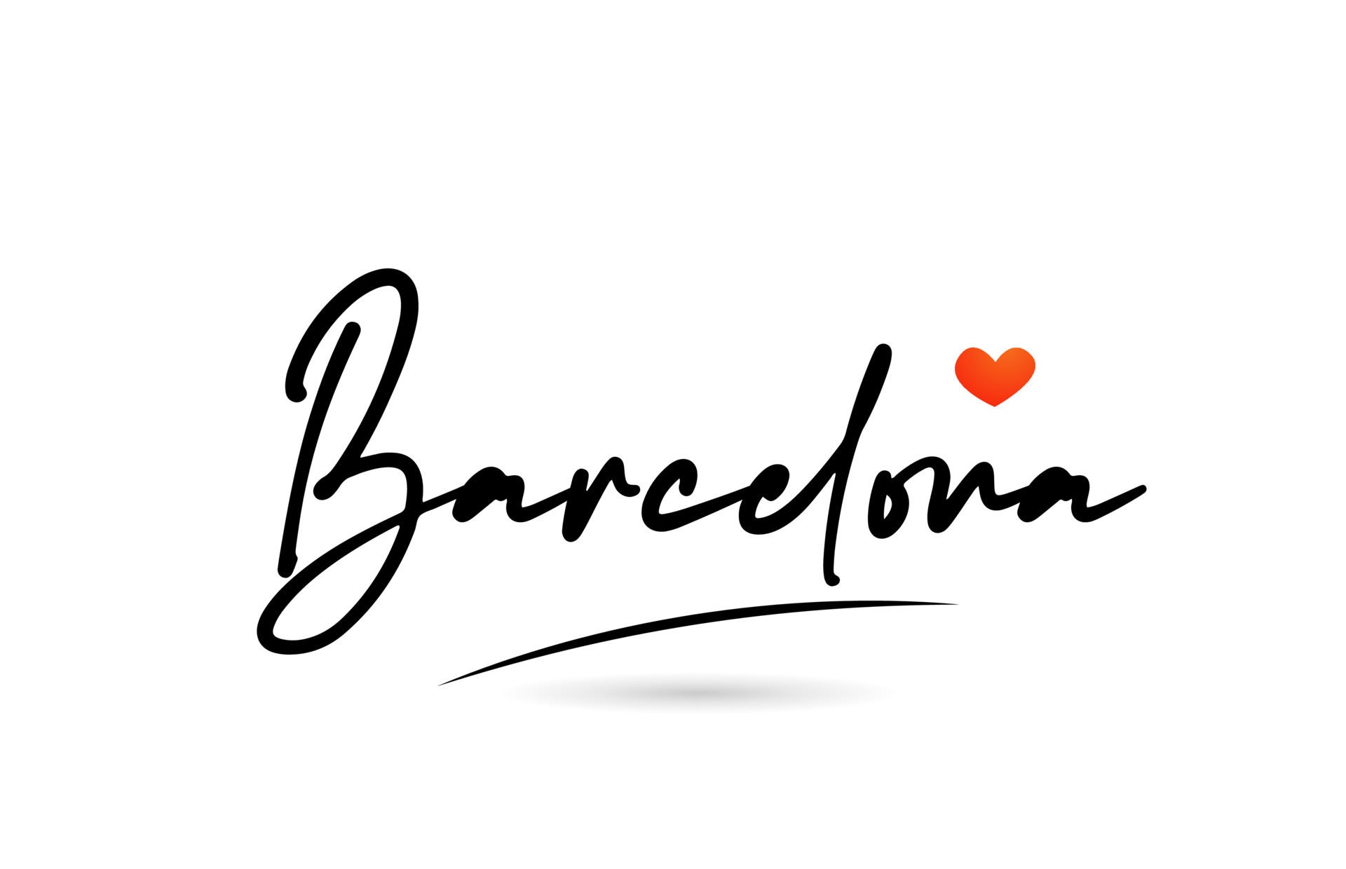 Barcelona-city-text-with-red-love-heart-design-typography-handwritten-design-icon-vector