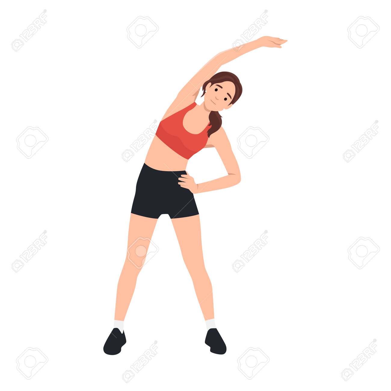 199466046-femme-faisant-des-exercices-d-etirement-des-bras-illustration-de-vecteur-plat-isole-sur-fond