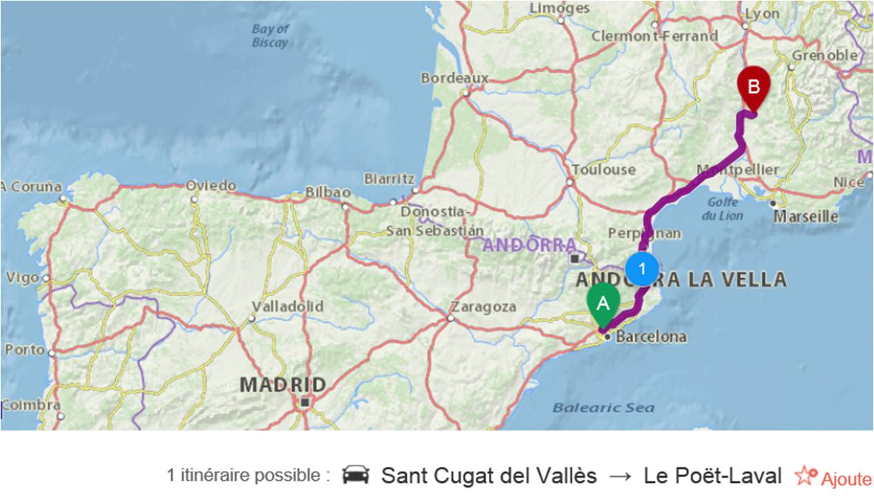 Trajet Sant Cugat del Valles Le Poet Laval 1