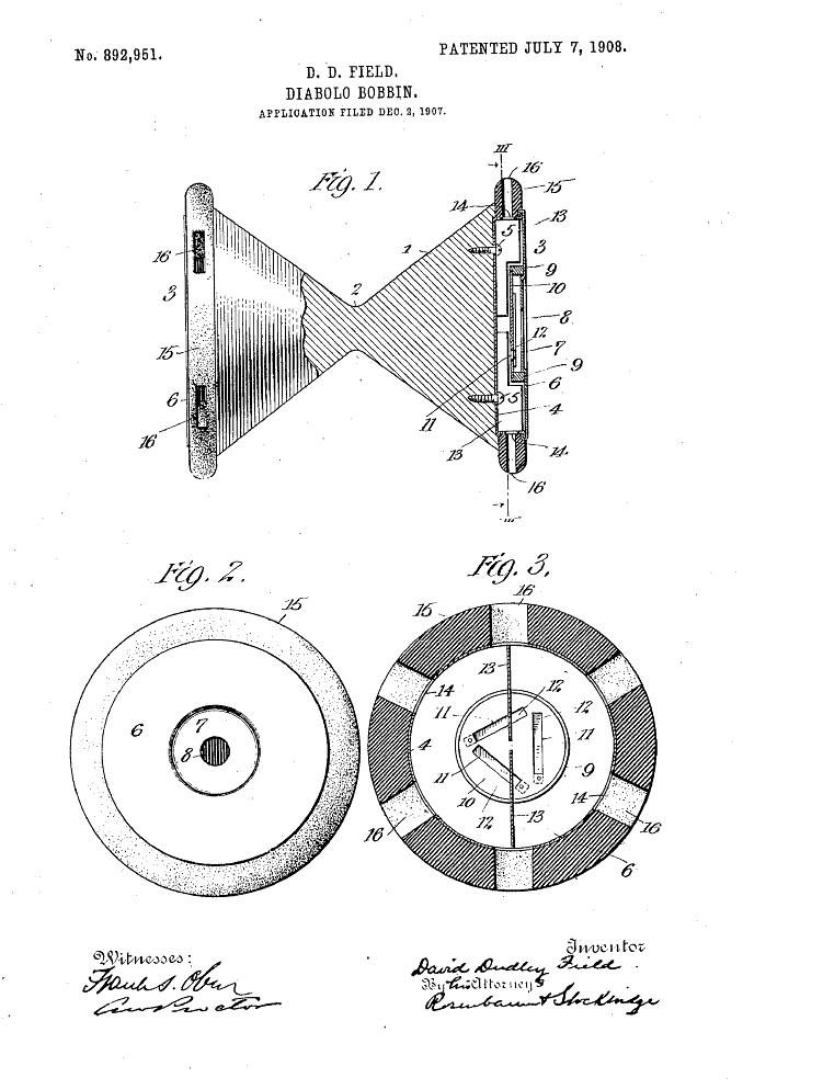 Brevet americain 1908 ancien diabolo