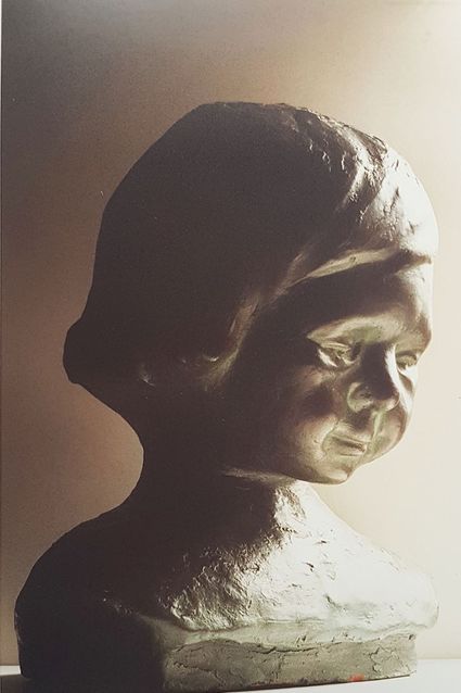 André Vereecken klei sculptuur gezicht

