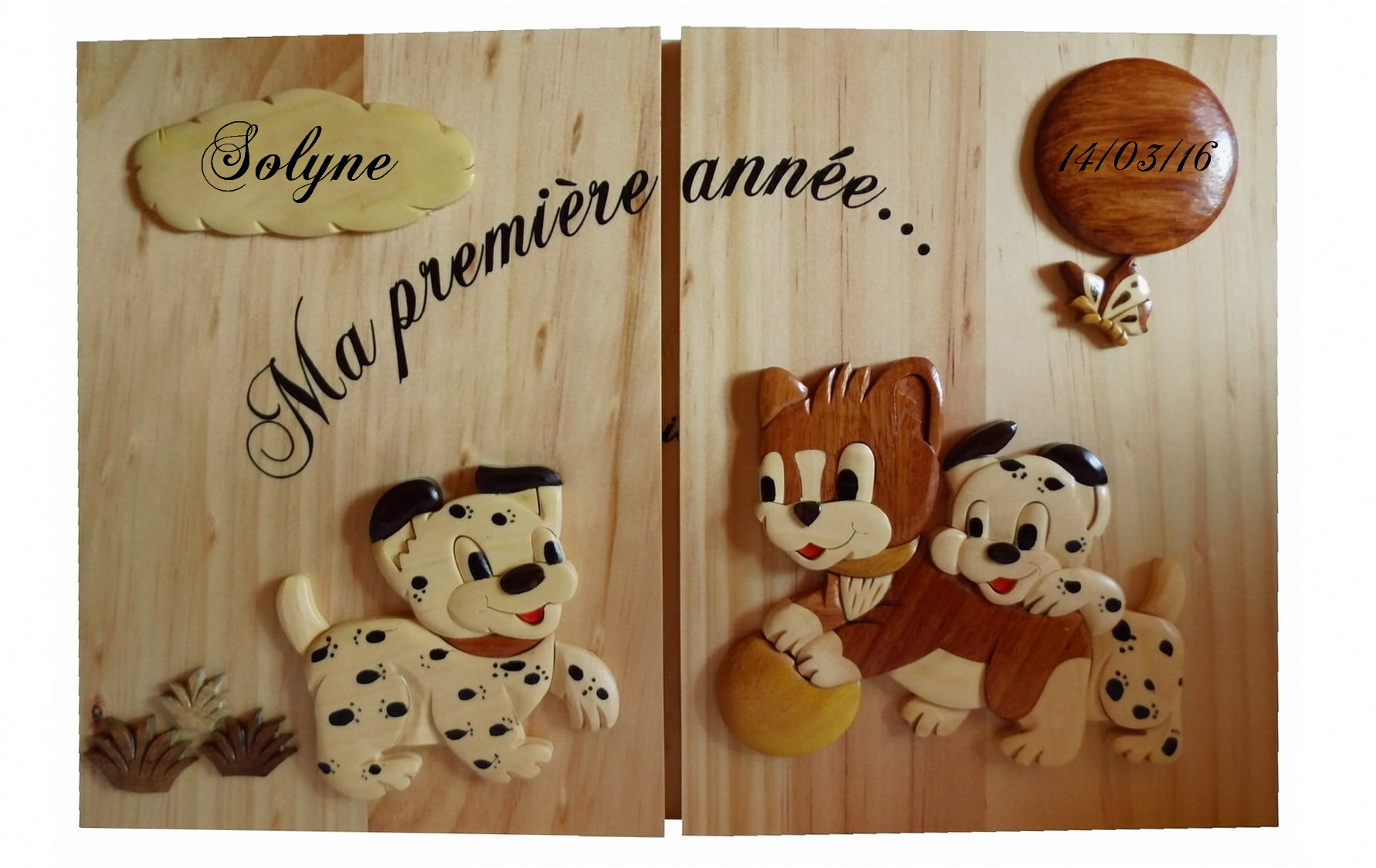 Cadre 12 photos mois par mois personnalise chat chiens dalmatiens