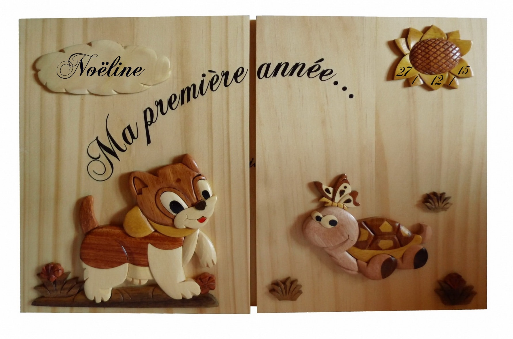 Cadre 12 photos mois par mois personnalise chat tortue