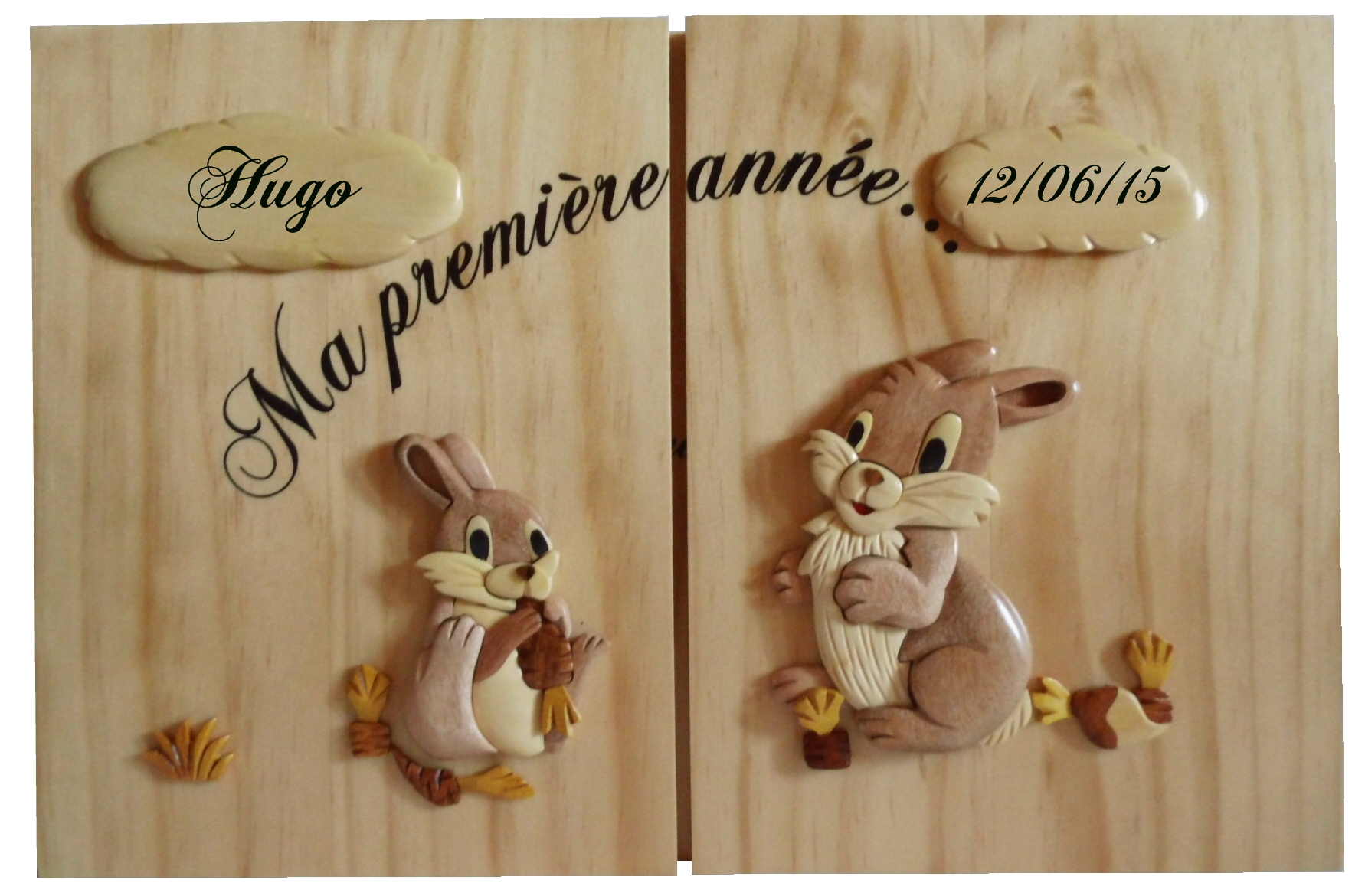 Cadre 12 photos mois par mois personnalise lapins