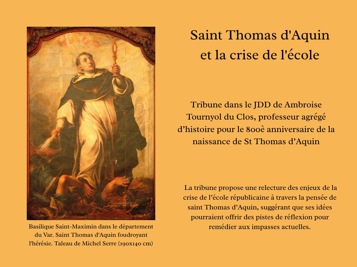 Saint Thomas d'Aquin et la crise de l'école