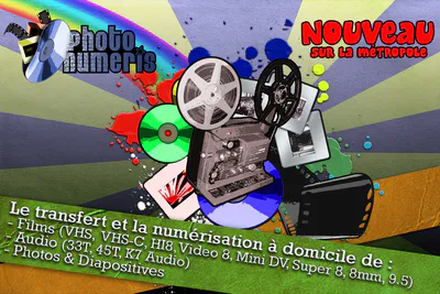 Numérisation K7, VHS, Photos, Cartes postales, Diapositives, Négatifs 