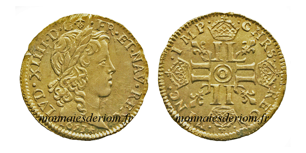 écu d'or louis d'or Riom
Louis d'or mèche longue 1653 Riom
