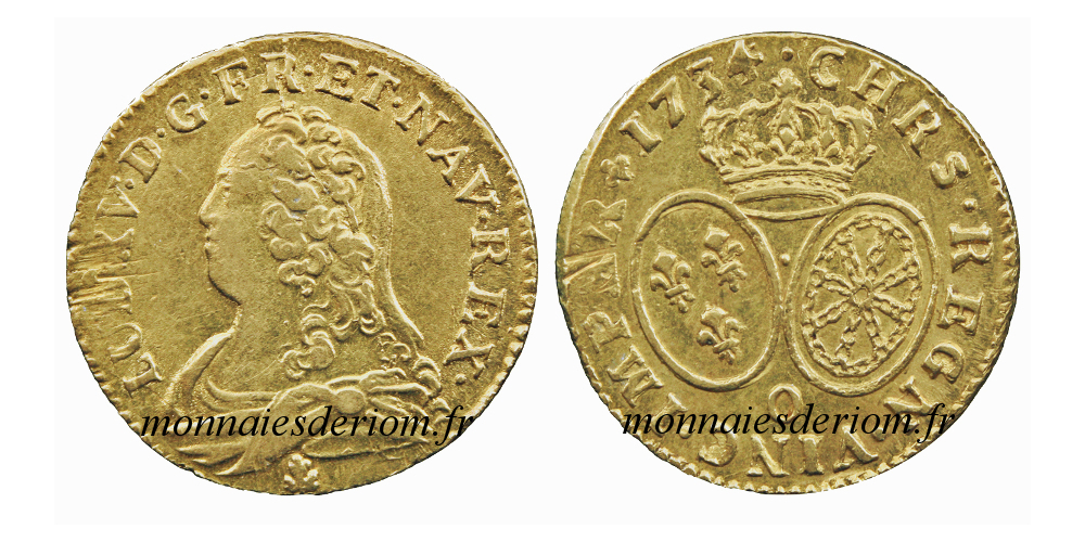 écu d'or louis d'or Riom
Louis d'or aux lunettes 1734 Riom