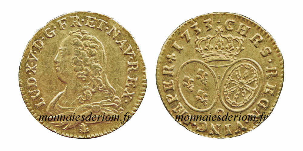 écu d'or louis d'or Riom
Louis d'or aux lunettes 1733 Riom