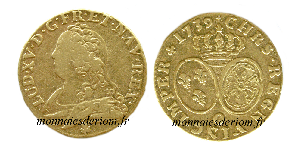écu d'or louis d'or Riom
Louis d'or aux lunettes 1739 Riom