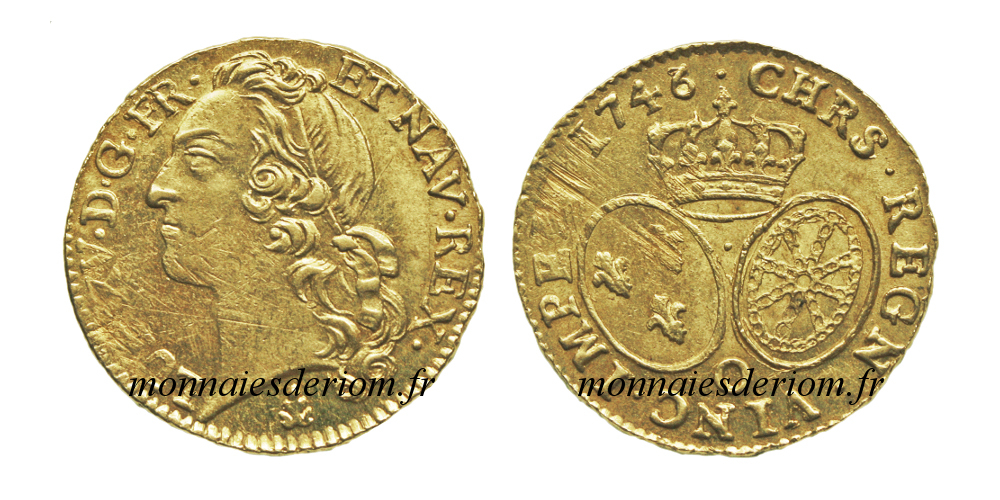 écu d'or louis d'or Riom
Louis d'or au bandeau 1746 Riom